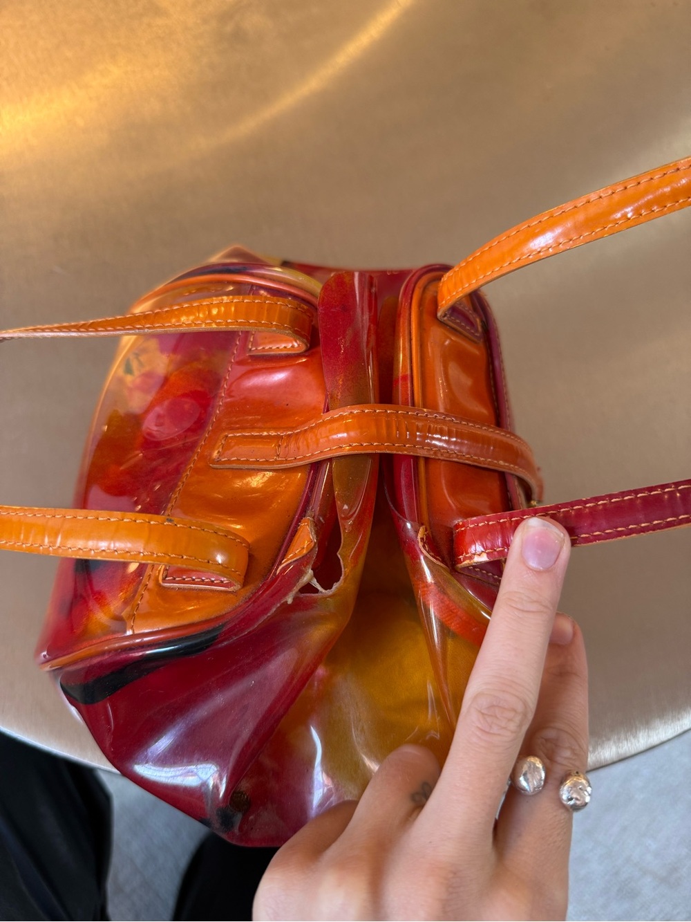 DIOR VINYL SUNSET OMBRÉ DUMPLING BAG - Picture 4 of 6